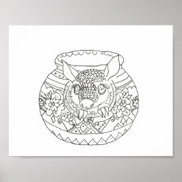 Poster Página de cores de tatu-tatu para a arte popular h