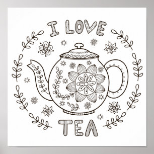 Poster Página de cores I Love Tea