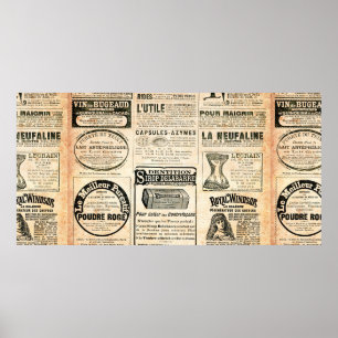 Poster Página de jornal com anúncio - Vintage engrave