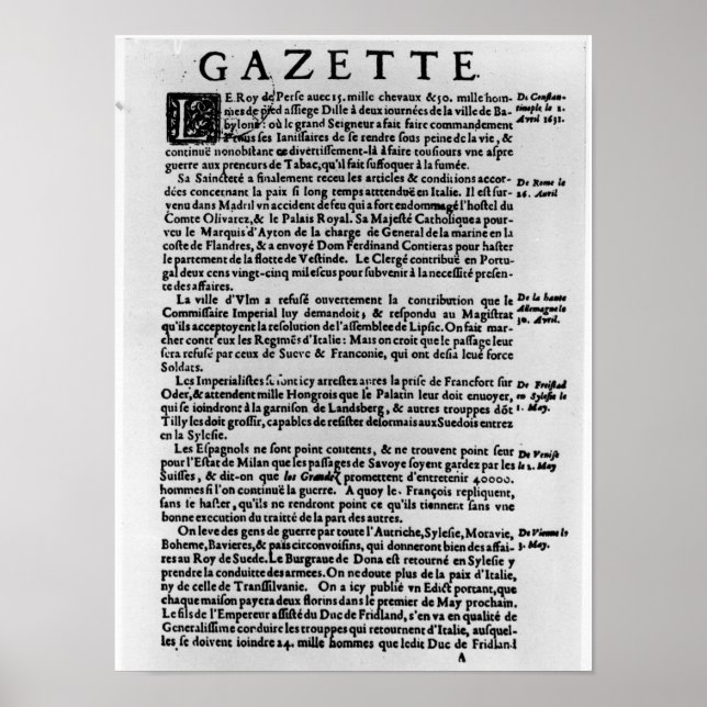 Poster Página de texto da "La Gazette" (Frente)