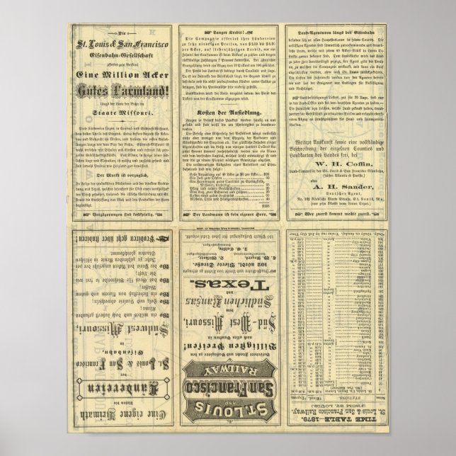 Pôster Página de Texto da Linha Ferroviária de Louis e Sã (Frente)