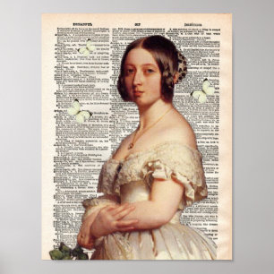 Poster Página do dicionário Vintage e Rainha Victoria