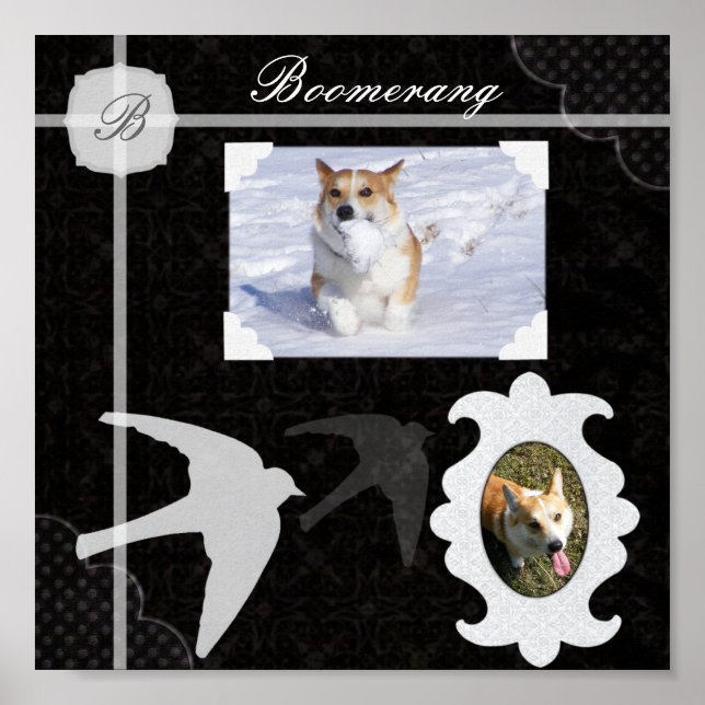 Pôster Página do Scrapbook Preto-e-Branco (Frente)