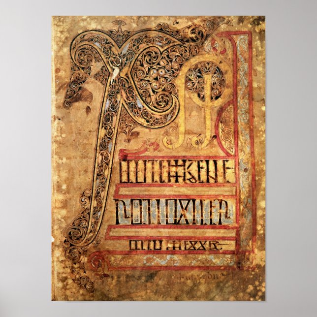 Pôster Página inicial do Lichfield Gospels, c.720 (Frente)