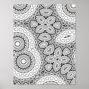 Poster Página para Colorir com Padrão de Azulejo de Manda