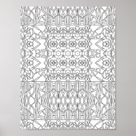 Poster Página para Colorir com Padrão de Borda Floral Art