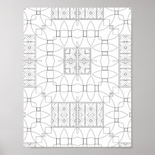 Poster Página para Colorir de Padrão de Azulejo Ornamenta