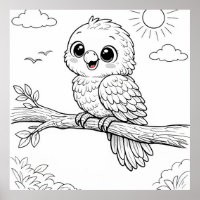 Página para Colorir de Parrot Nursery Kids 