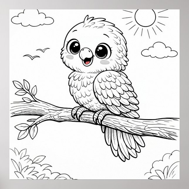 Poster Página para Colorir de Parrot Nursery Kids  (Frente)
