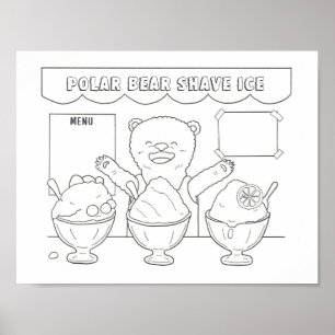 Poster Página para Colorir de Urso Polar com Raspadinha D