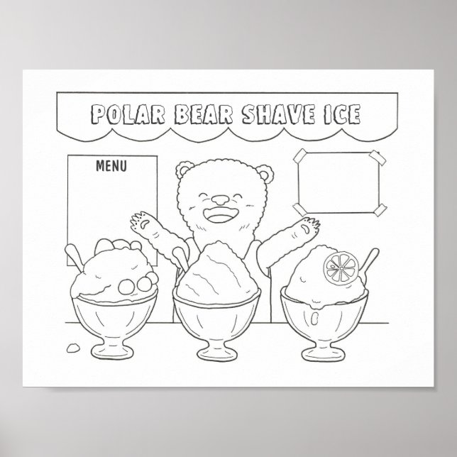 Poster Página para Colorir de Urso Polar com Raspadinha D (Frente)