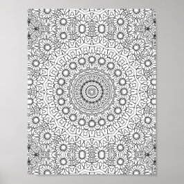 Poster Página para Colorir Mandala com Anel de Margarida