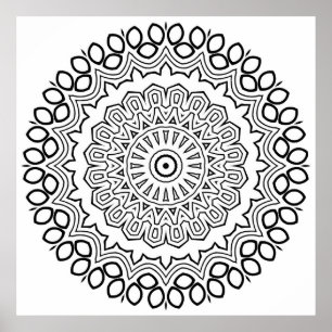 Poster Página para Colorir Mandala com Camadas de Anel de