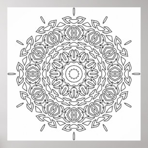 Poster Página para Colorir Mandala com Desenho de Padrão 