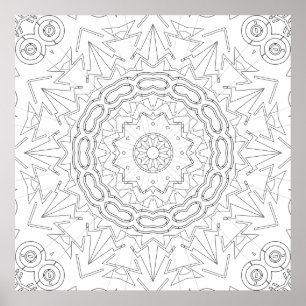 Poster Página para Colorir Mandala da Estrela da Flecha R