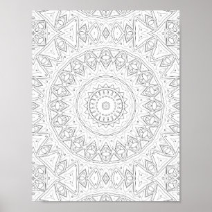 Poster Página para Colorir Mandala da Flecha Tribal Arte 