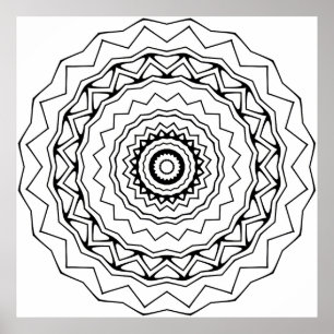 Poster Página para Colorir Mandala de Anel Geométrico Lin