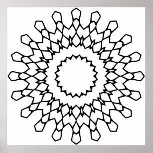 Poster Página para Colorir Mandala de Pétala Radial Padrã
