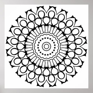 Poster Página para Colorir Mandala de Pétalas Grossas Pad