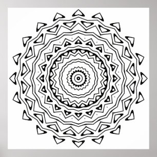 Poster Página para Colorir Mandala Geométrica com Anel de