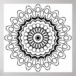 Poster Página para Colorir Mandala Oval Ornamental Arte D