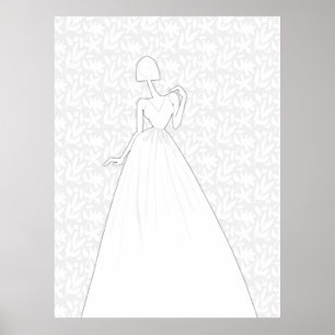 Poster Página para Colorir Noiva de Casamento de Moda Ilu