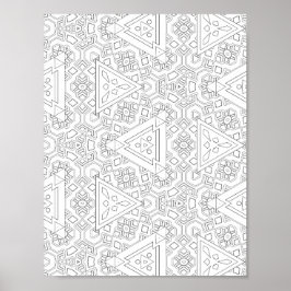 Poster Página para Colorir Padrão Triangular Tribal Geomé