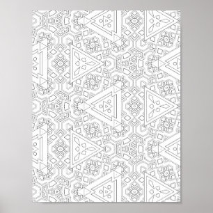 Poster Página para Colorir Padrão Triangular Tribal Geomé
