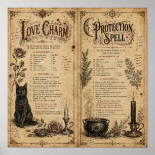 Poster Páginas de Antigo Livro de Feitiços Grimório