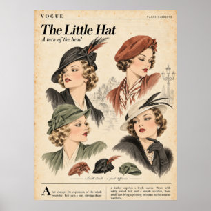 Poster Páginas de Jornal Junk de Moda Vintage, Moda Retro