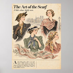 Poster Páginas de revistas de moda vintage, Moda retrô