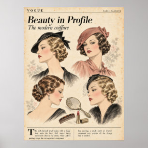 Poster Páginas de revistas de moda vintage, Moda retrô