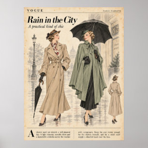 Poster Páginas de revistas de moda vintage, Moda retrô