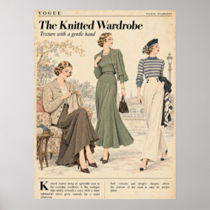 Poster Páginas de revistas de moda vintage, moda retrô 