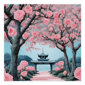 Pôster Pagode de Cerejeira Japonesa