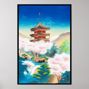 Pôster Pagode de Keisui no cenário oriental japonês do