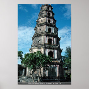 Poster Pagode de Thien MU, bancos do rio do perfume,
