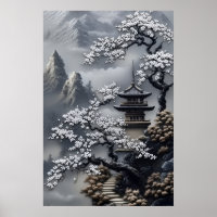 Pagode Japonesa Nebulosa Flor de Cerejeira Branca