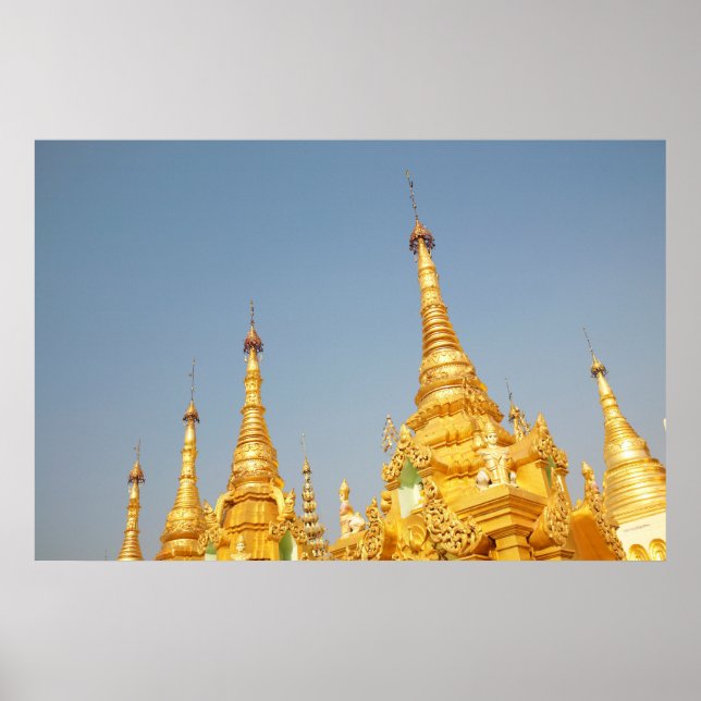 Poster Pagode Shwedagon, Yangon, Myanmar (Frente)