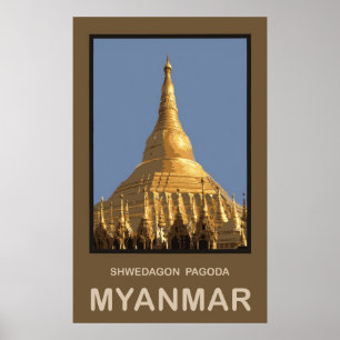 Pôster Pagode Yangon Myanmar de Shwedagon