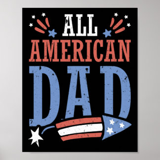 Poster Pai Americano Dia 4 De Julho Foguete Independência