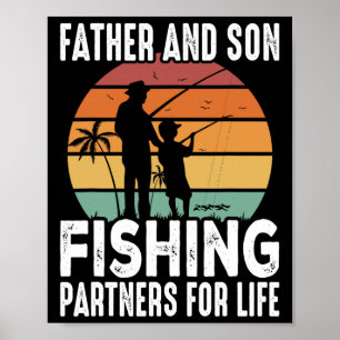 Poster Pai Antigo e Filho Parceiros de Pesca para a Vida