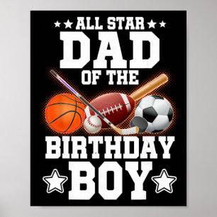 Poster Pai Astro do Menino do Aniversário Sketll Futebol