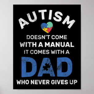 Poster Pai Autismo De Mens Nunca Desiste Da Consciência D
