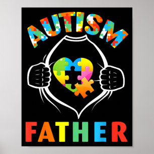 Poster Pai Autismo Super-Herói Puzzle Coração Conscientiz