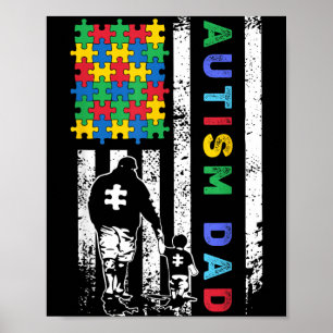 Poster Pai Autista Bandeira Americana EUA Conscientização