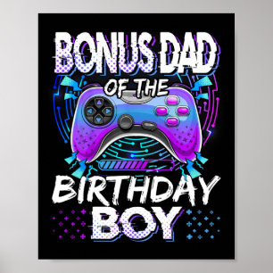 Poster Pai Bônus Do Jogo De Vídeo Do Menino De Aniversári