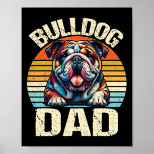 Poster Pai Bulldog Vintage Amantes de Cães Papai Dia dos