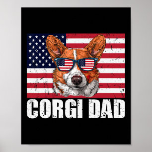 Poster Pai Corgi Pembroke Welsh Corgi Bandeira Dos EUA Am