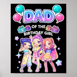 Poster Pai da aniversariante fofo chibi kpop engraçado